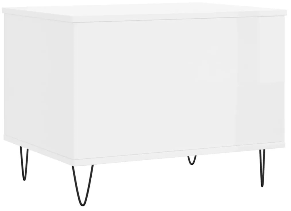 Tavolino salotto bianco lucido 60x44,5x45 cm legno multistrato