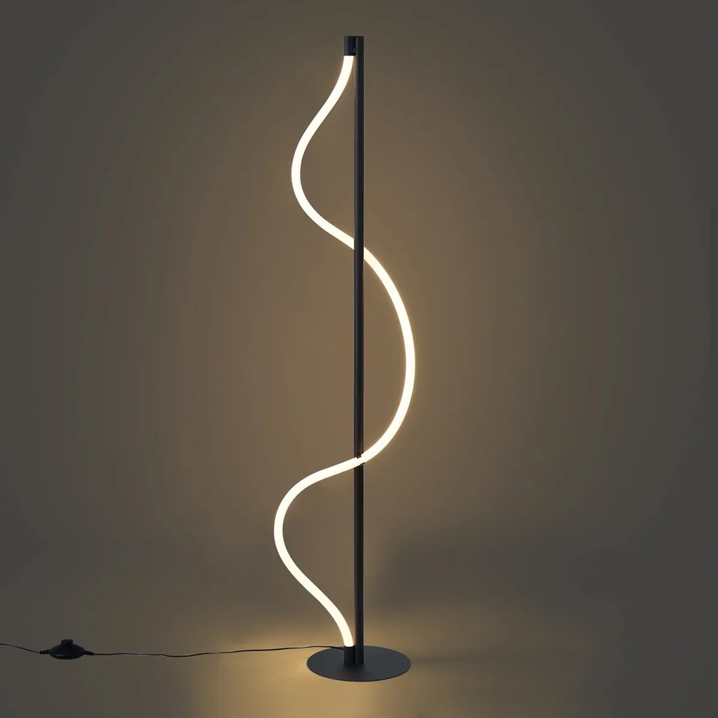 Lampada da terra moderna nera con LED dimmerabile a 3 livelli - Twirl