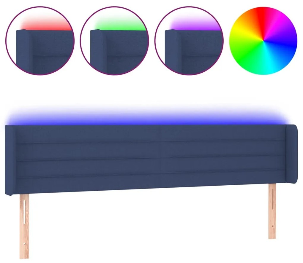 Testiera a led blu 203x16x78/88 cm in tessuto
