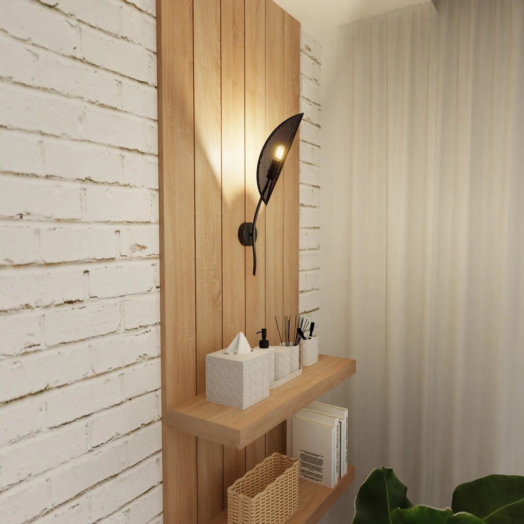 Applique Nordica 1 Luce Ares In Acciaio Nero Oro