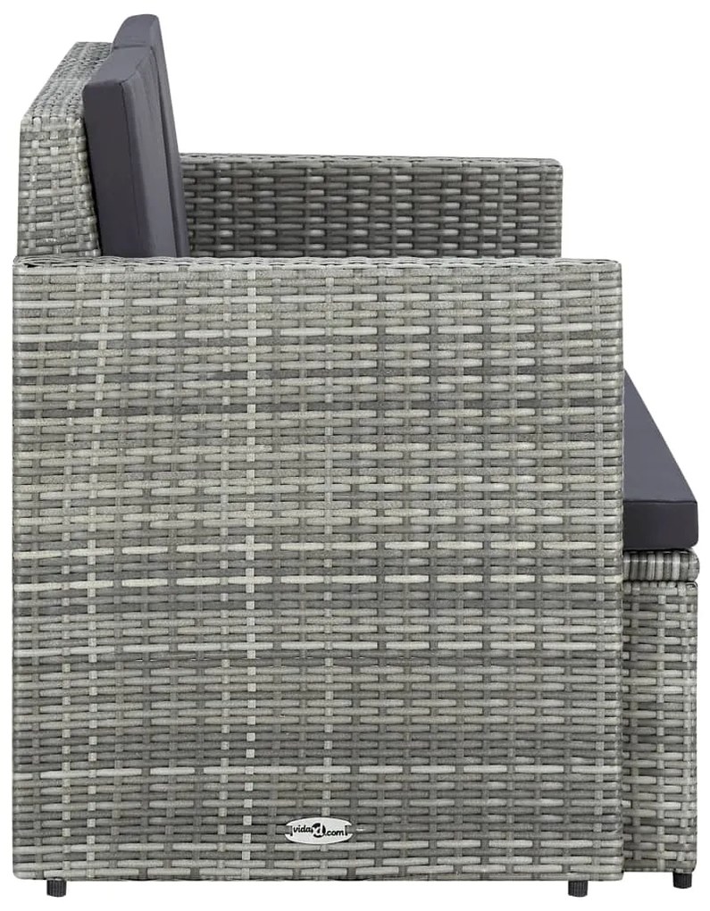 Divano da giardino a 2 posti con cuscini grigio in polyrattan