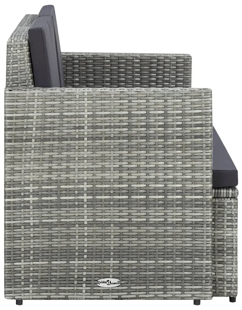 Divano da giardino a 2 posti con cuscini grigio in polyrattan