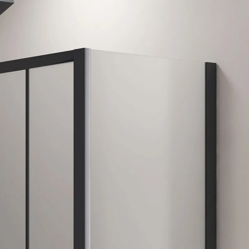 Kamalu - Box doccia 90x210 doppio scorrevole telaio nero vetro piumato | KFN6000SN