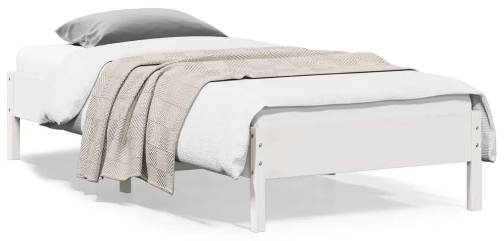 Letto Senza Materasso Bianco 90x200 Cm Legno Massello Di Pino /