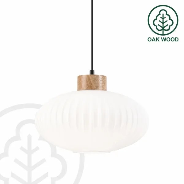 Lampadario a sospensione con filo HARMONY 1xE27/15W/230V diametro 30 cm bianco/quercia