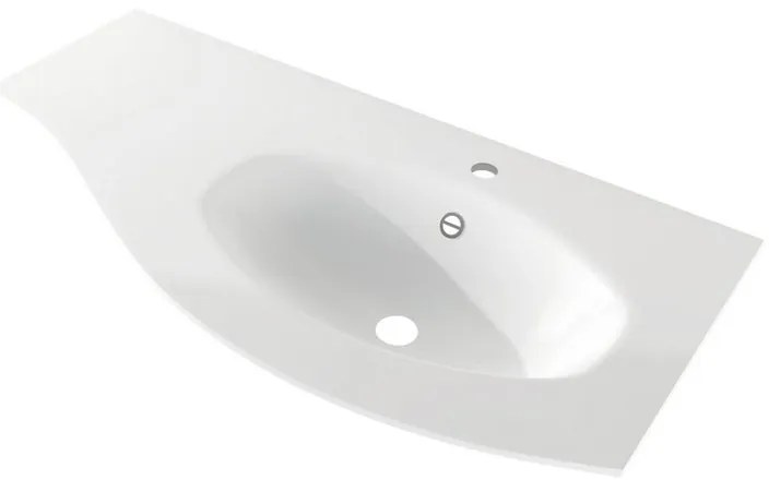 Lavabo a incasso tondo L 104 x H 16 x P 52 cm in resina bianco lucido