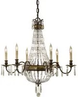 Lampadario Contemporaneo Bellini Acciaio Bronzo Ossidato Cristallo 6 Luci E14