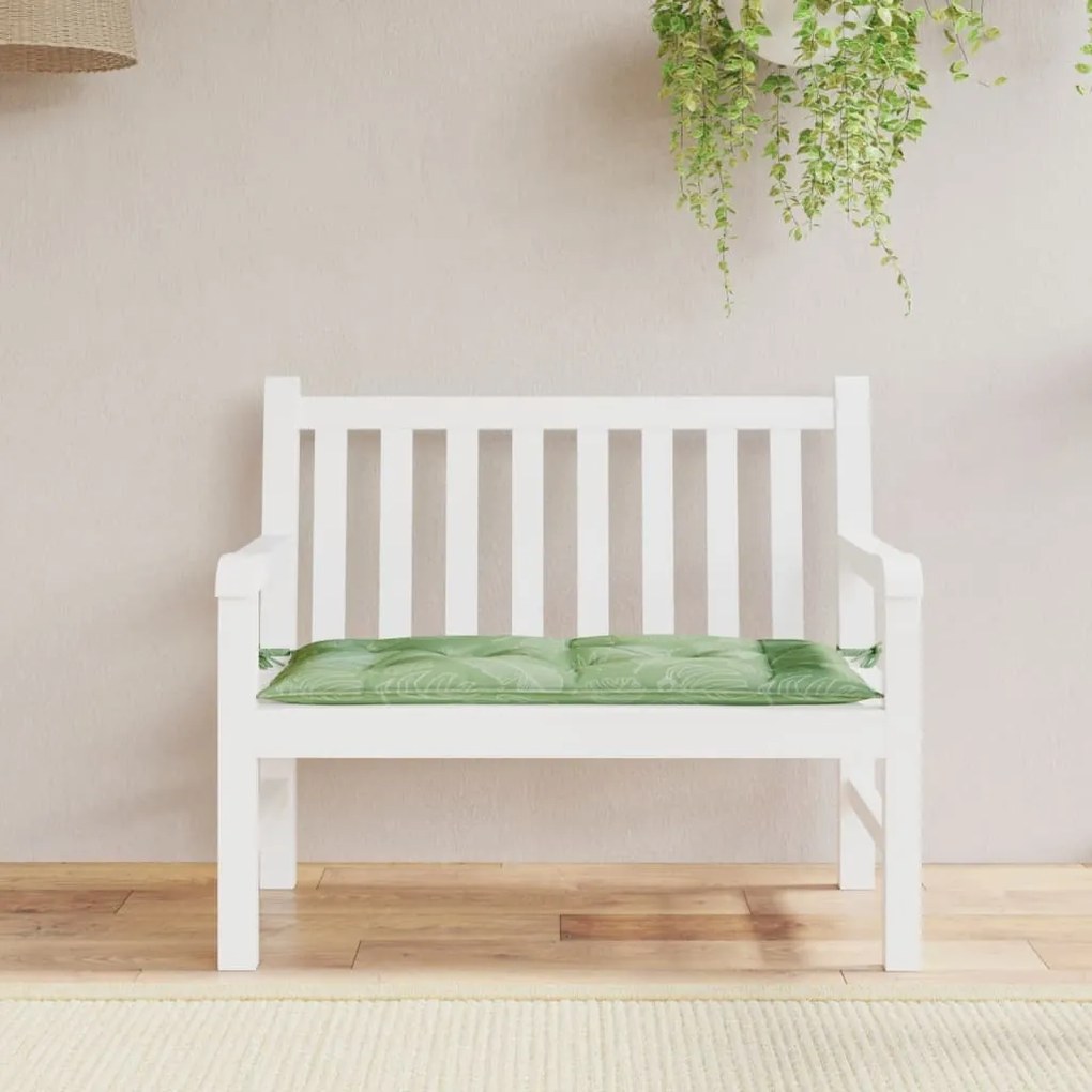 Cuscino Panca Giardino Con Motivo A Foglie 110x50x7 Cm Tessuto /
