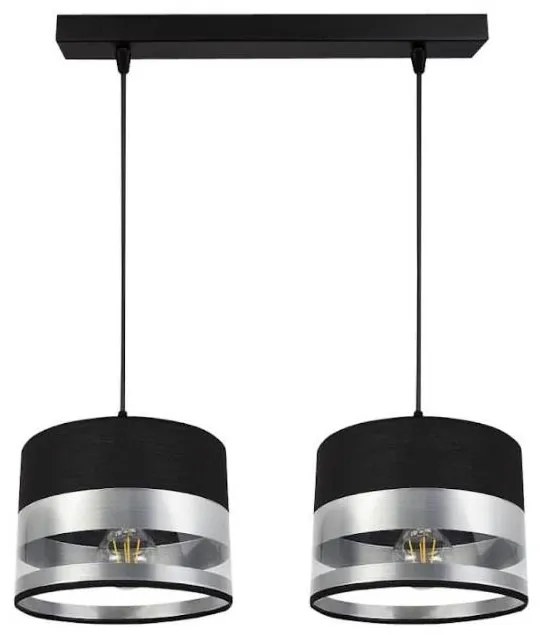 Lampadario su filo MILO 2xE27/60W/230V argento/nero