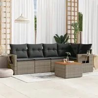 Set Divano da Giardino 6 pz con Cuscini Grigio in Polyrattancod mxl 113161