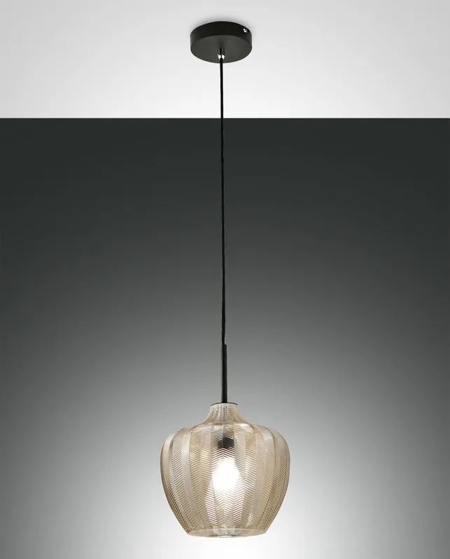 Lampadario Glamour Gallura nero paralume beige E27 LA MIA LUCE