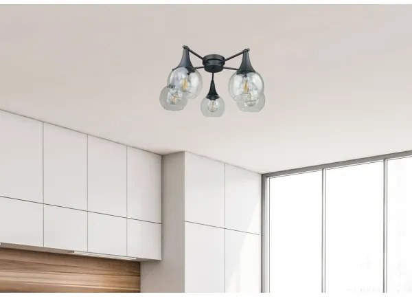 Lampadario a plafone STAR 5xE27/60W/230V nero/limpido