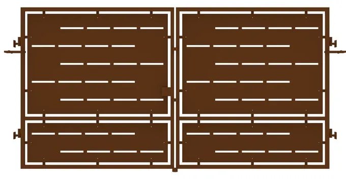 Cancello manuale con serratura elettrica Privacy in ferro, apertura centrale, L 358.5 x H 180 cm, di colore ruggine