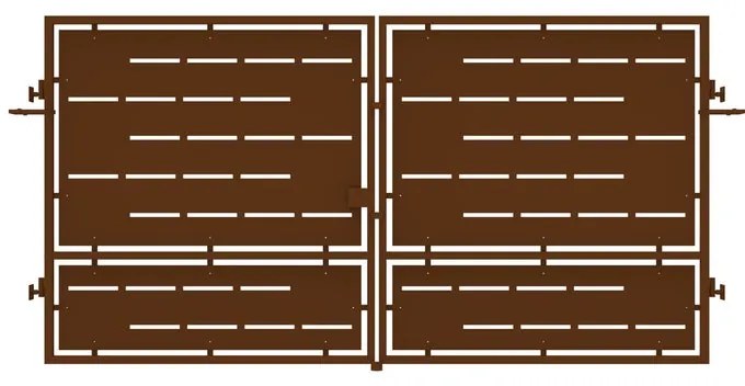 Cancello manuale Privacy in ferro, apertura centrale, L 358.5 x 180 cm, di colore ruggine