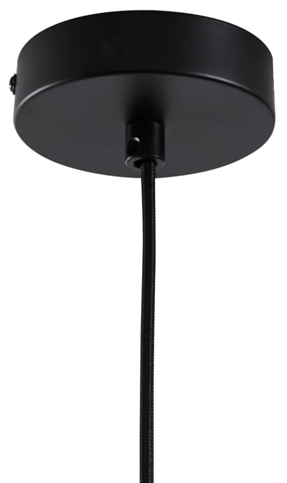 Lampada a sospensione Japandi nera con paralume in tessuto marrone - Bida