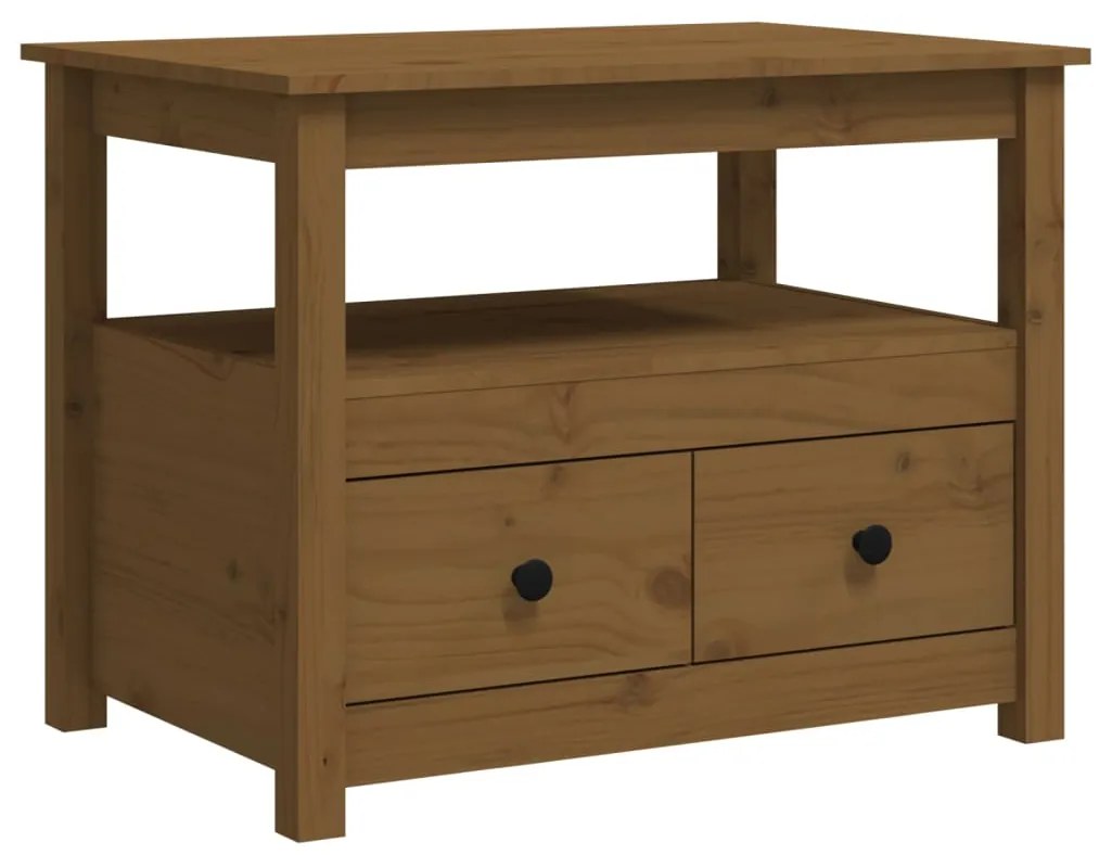 Tavolino da Salotto Miele 71x49x55 cm in Legno Massello di Pino