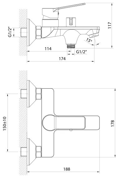 Aqualine - Rubinetto vasca da bagno SINTRA cromo lucido