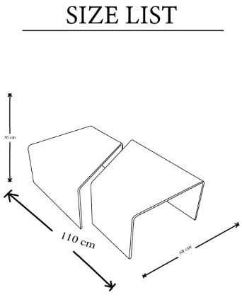 Coppia tavolino arredo in vetro curvato trasparente MERCURY L70 x P60 x H36