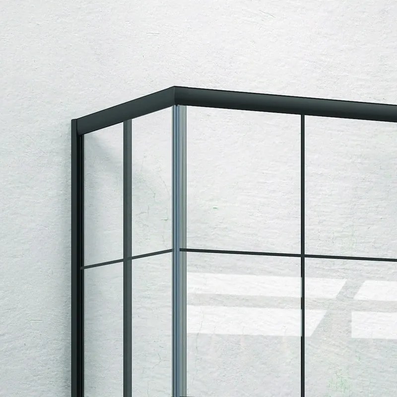 Box doccia 130x80 colore nero opaco vetro a quadrati neri NICO-B1000 - KAMALU