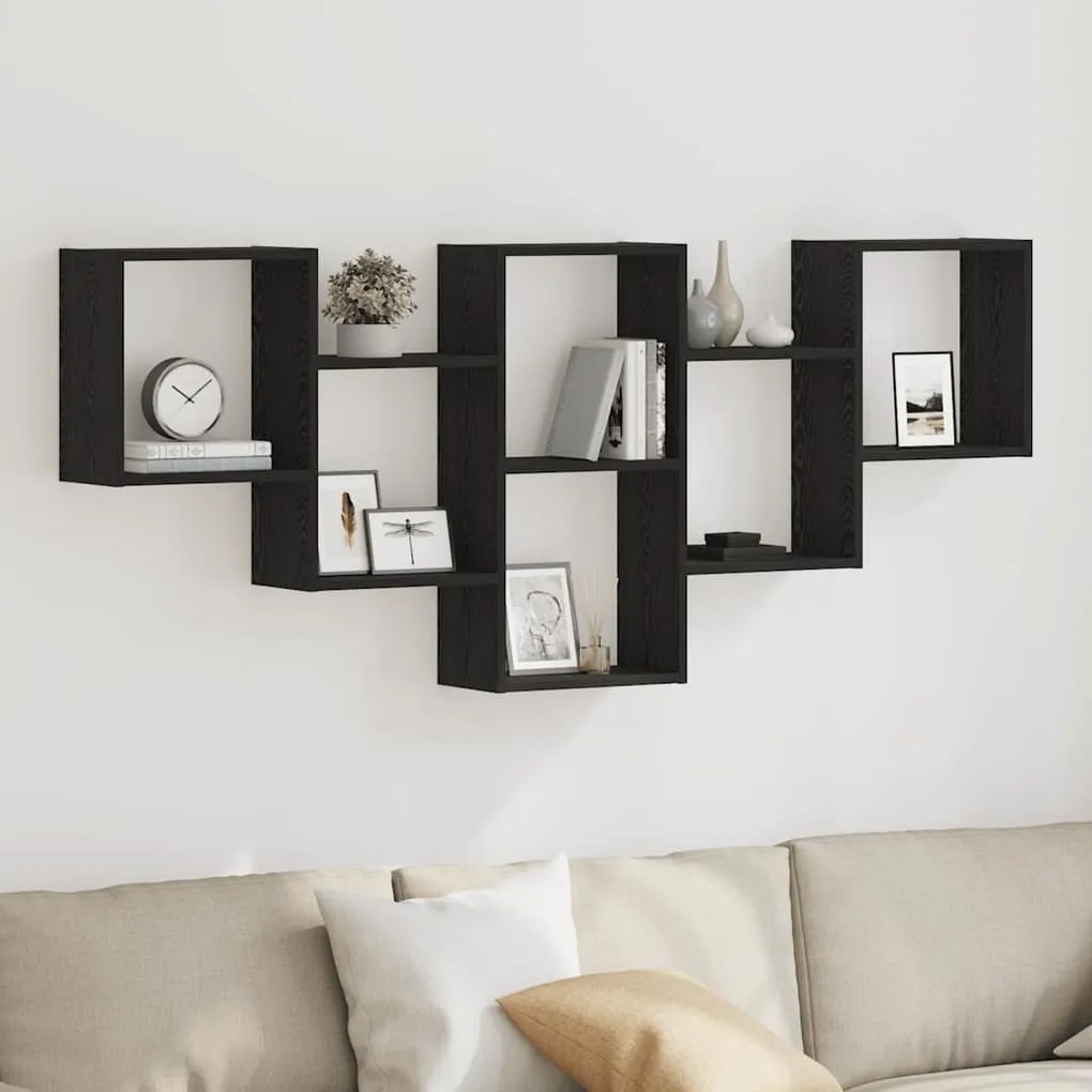 Scaffale A Parete Rovere Nero 159x18x66 Cm İn Truciolato /