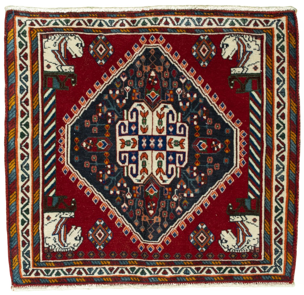 Shiraz Tappeto persiano 70 x 70 Rosso (Iran) Annodato A Mano