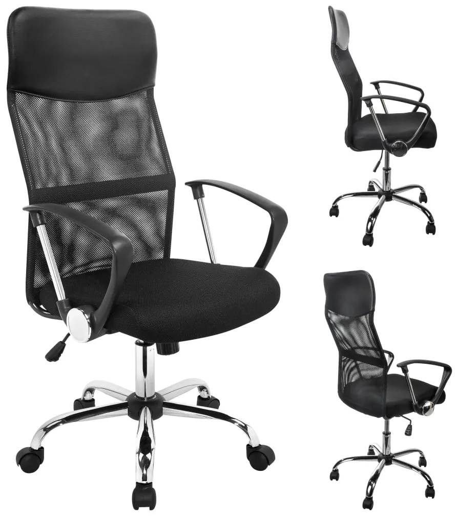 Sedia Da Ufficio Nera İn Acciaio /