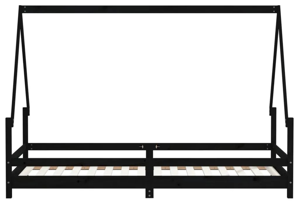 Giroletto per bambini nero 90x200 cm in legno massello di pino