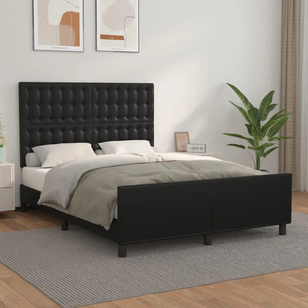 Giroletto con testiera nero 140x200 cm in similpelle