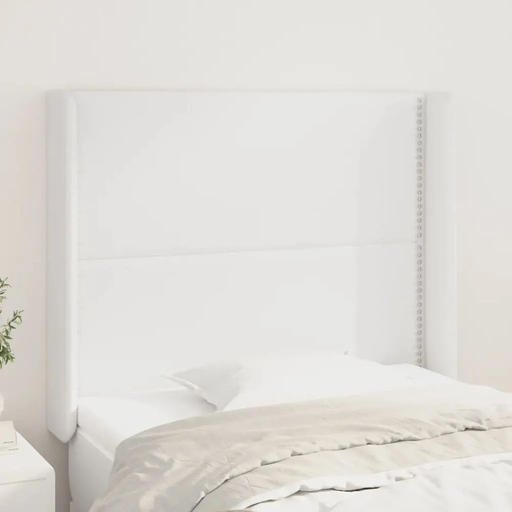 Testiera Ad Orecchio Bianco 103x16x118/128 Cm İn Similpelle /