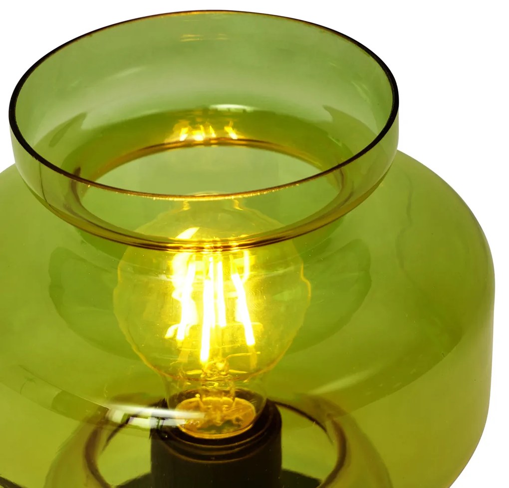 Lampada da tavolo retrò nera con vetro verde - Denise