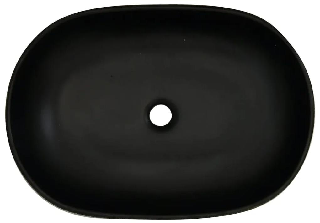 Lavabo da Appoggio Grigio e Nero Ovale 59x40x14 cm Ceramica