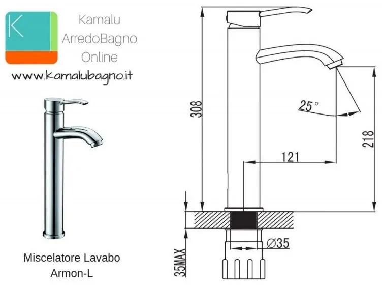 Kamalu - rubinetto alto per lavabo bagno modello armon-a