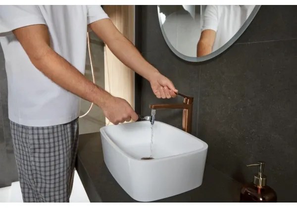 KFA Armatura 4522-815-34 - miscelatore per lavabo + piletta di scarico MALAGA 15,9 cm oro rosa