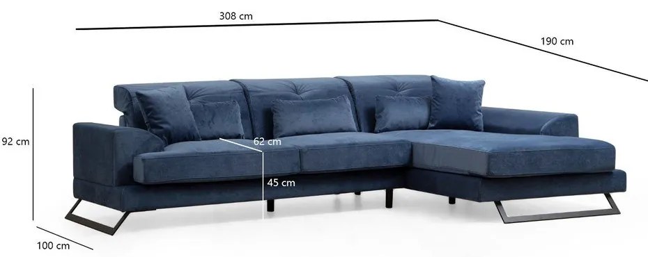 Divano angolare blu (angolo destro) Frido - Balcab Home