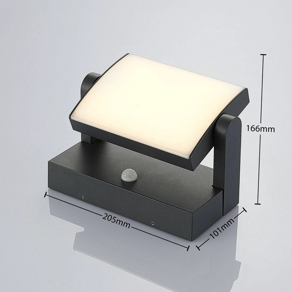 Lindby Applique da esterno Sherin, set di 2, orientabili, con sensore Sherin, Nero, Alluminio, Moderno