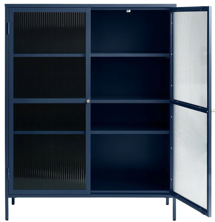 Vetrina in metallo blu Bronco, altezza 140 cm - Unique Furniture