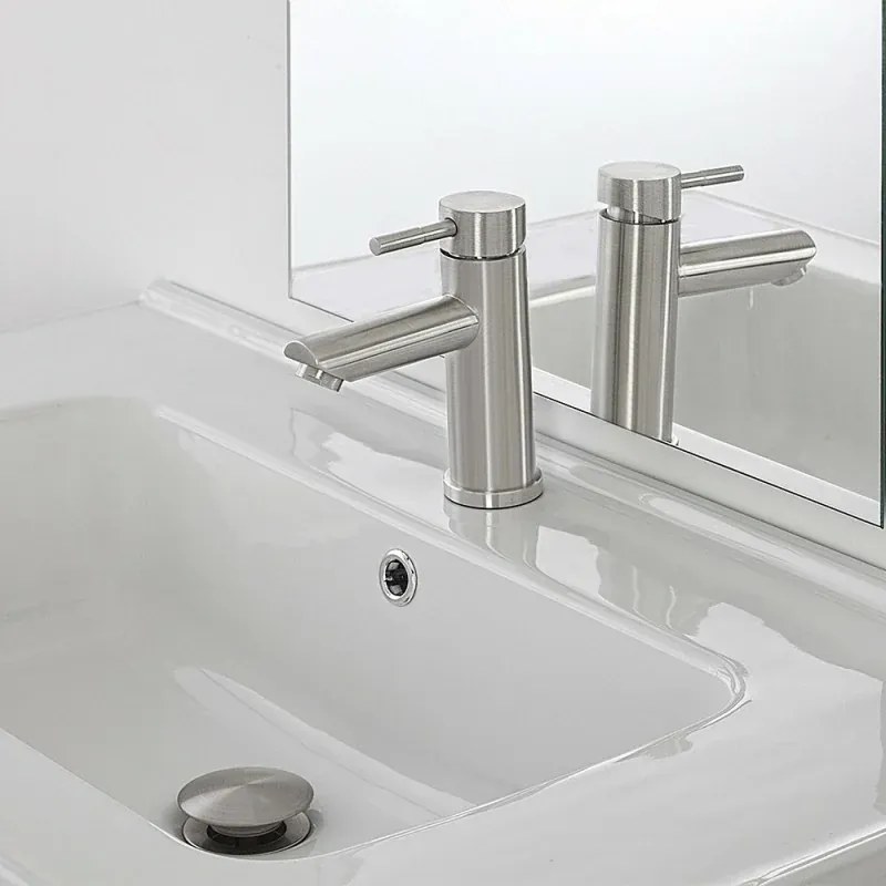 Miscelatore lavabo acciaio spazzolato con piletta click-clack York