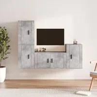 Set di Mobili Porta TV 4 pz Grigio Cemento in Legno Multistratocod mxl 76839