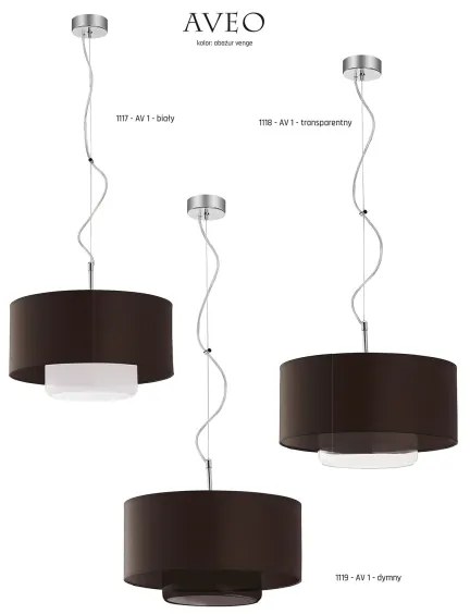 JUPITER 1118-AV1 - Lampada a sospensione AVEO 1xE27/60W wengé vetro limpido