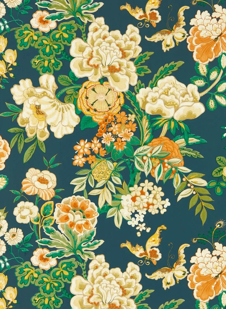 Sanderson Carta da parati Emperor Peony - Midnight/ Apricot