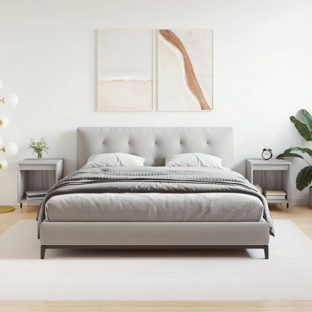 Comodini 2pz Grigio Sonoma 40x35x50 Cm İn Legno Multistrato /