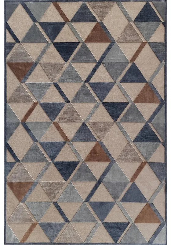 Tappeto Farashe geometrico in viscosa azzurro, L 230 x L 160 cm