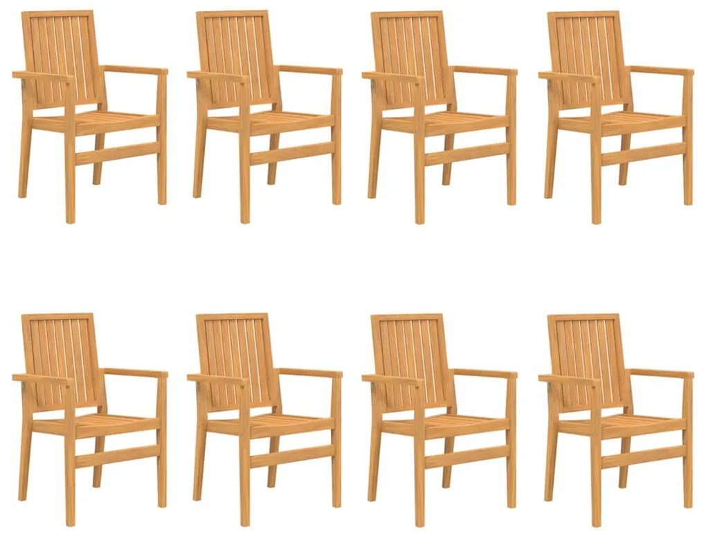 Sedie da Giardino Impilabili 8 pz 56,5x57,5x91 cm Massello Teak