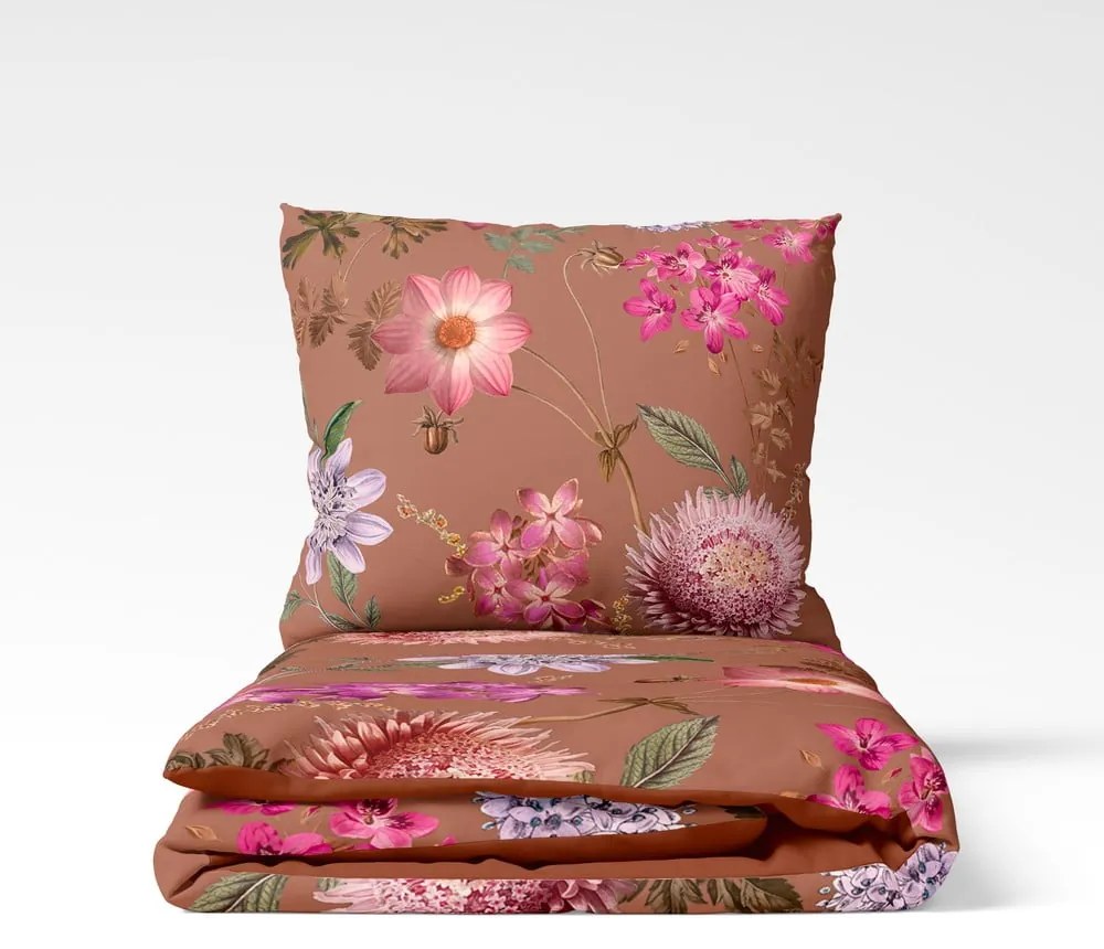 Lenzuola matrimoniali in cotone sateen marrone terracotta 200 x 220 cm Blossom - Bonami Selection