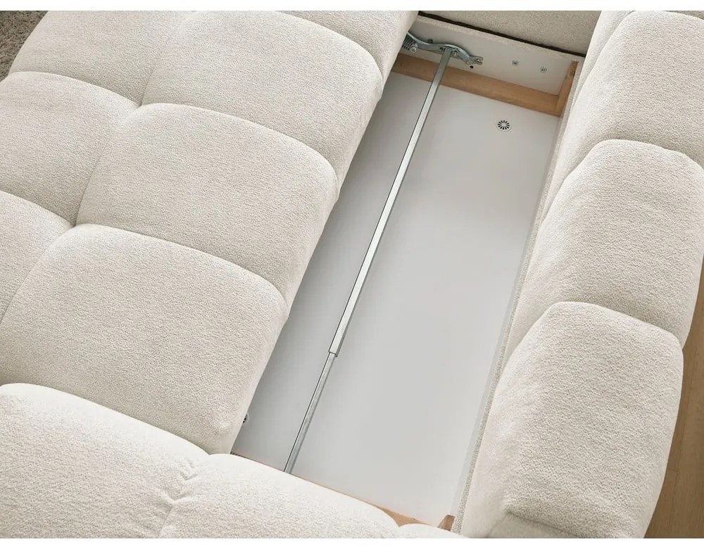 Divano angolare bianco allungabile e con contenitore (penisola a sinistra/a L) con rivestimento in ciniglia Everest – Bobochic Paris