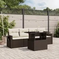 Set Divano da Giardino 5 pz con Cuscini Marrone in Polyrattan 3267733