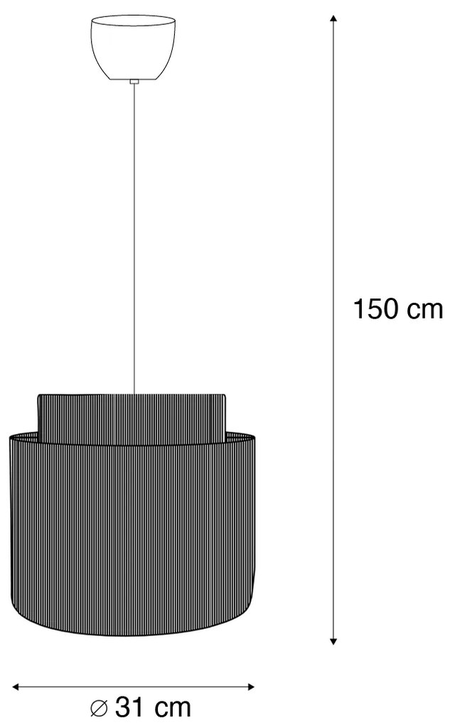 Lampada a sospensione Japandi nera con corda marrone 31cm - Smilla