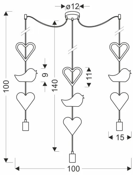 Lampadario a sospensione per bambini TRIO 3xE27/20W/230V rosa/bianco