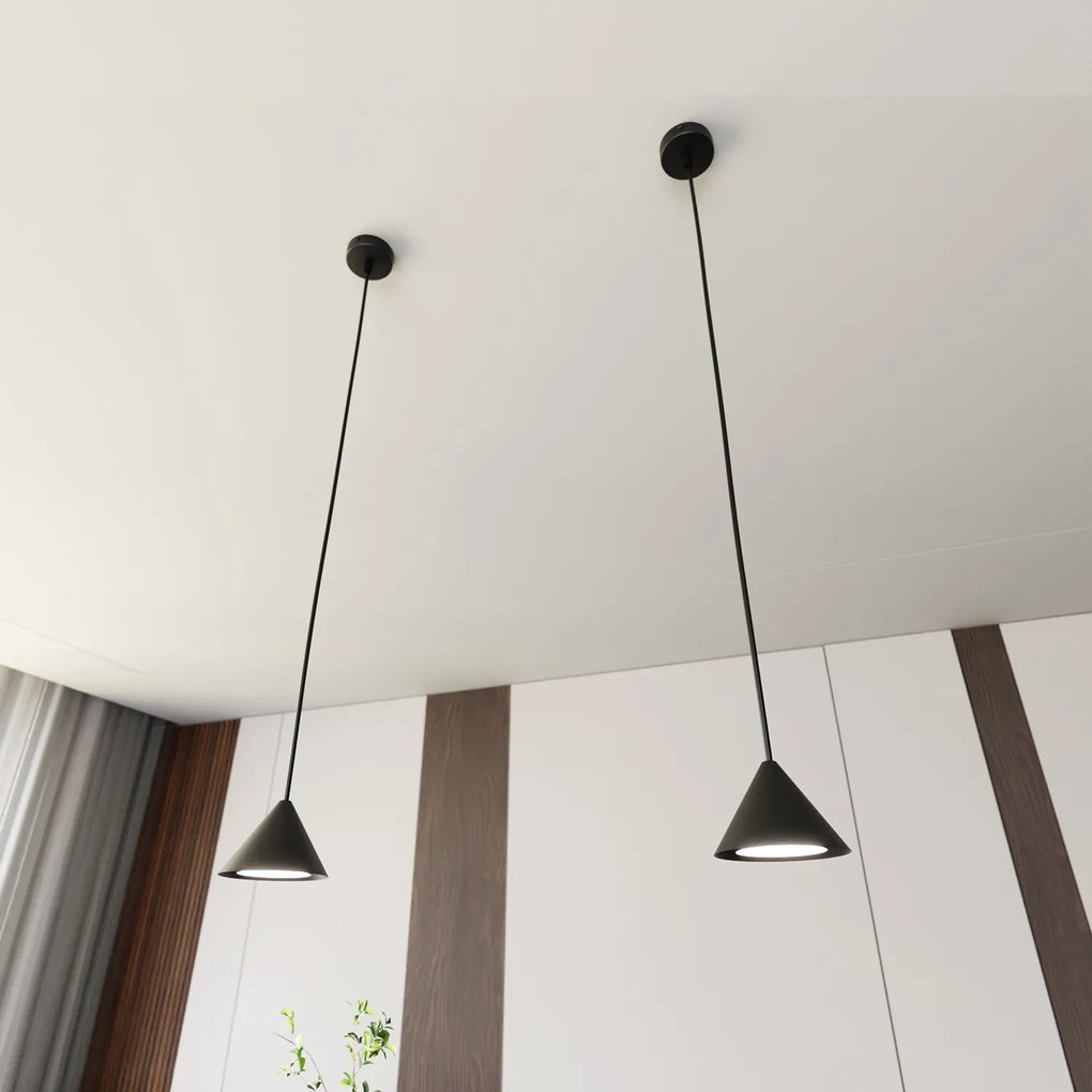 Sospensione Minimal Skadi 1 Luce In Acciaio Nero
