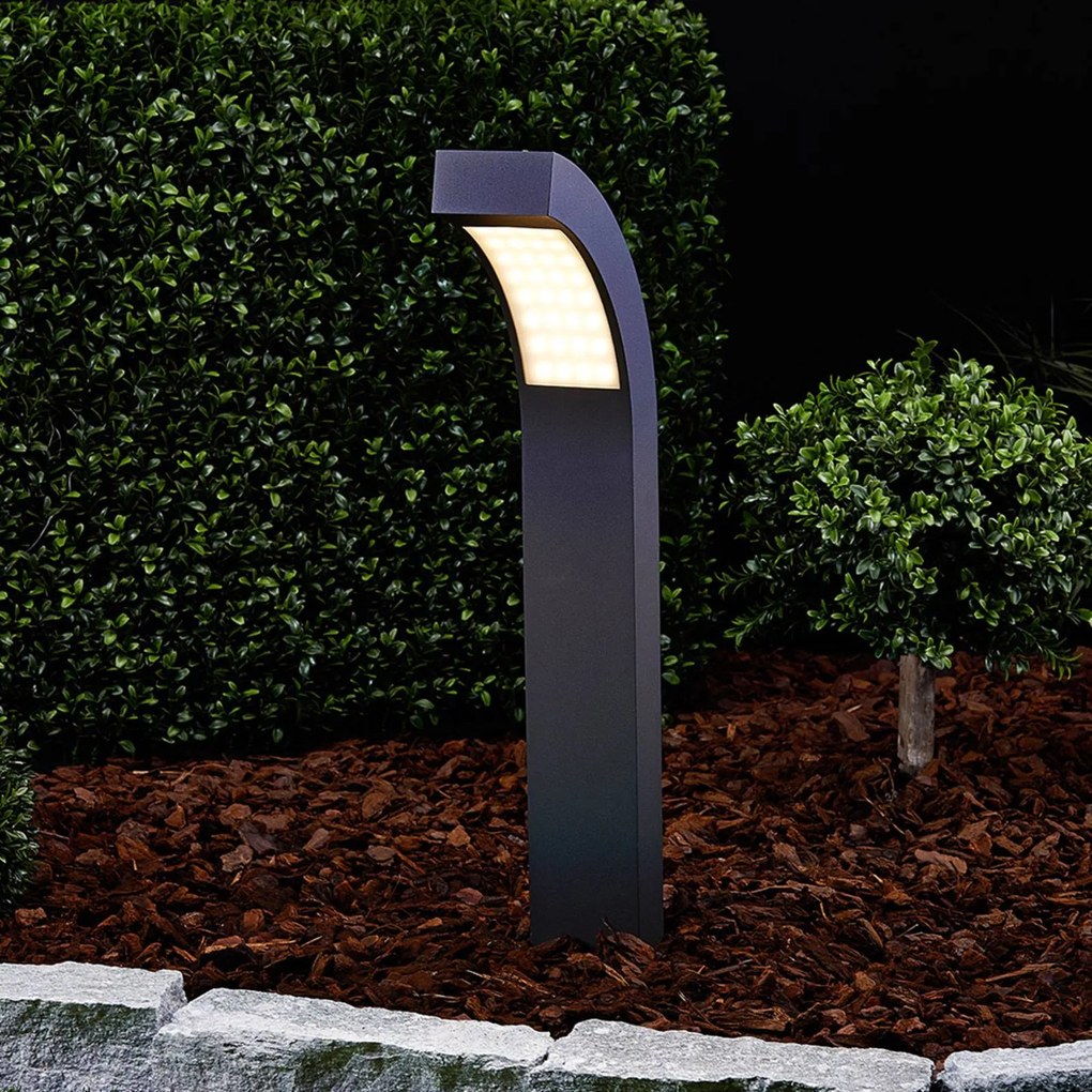 Lucande Lampioncino LED Lennik, 60 cm, antracite, metallo LENNIK, Nero, Alluminio, Moderno, Lampada LED da esterni